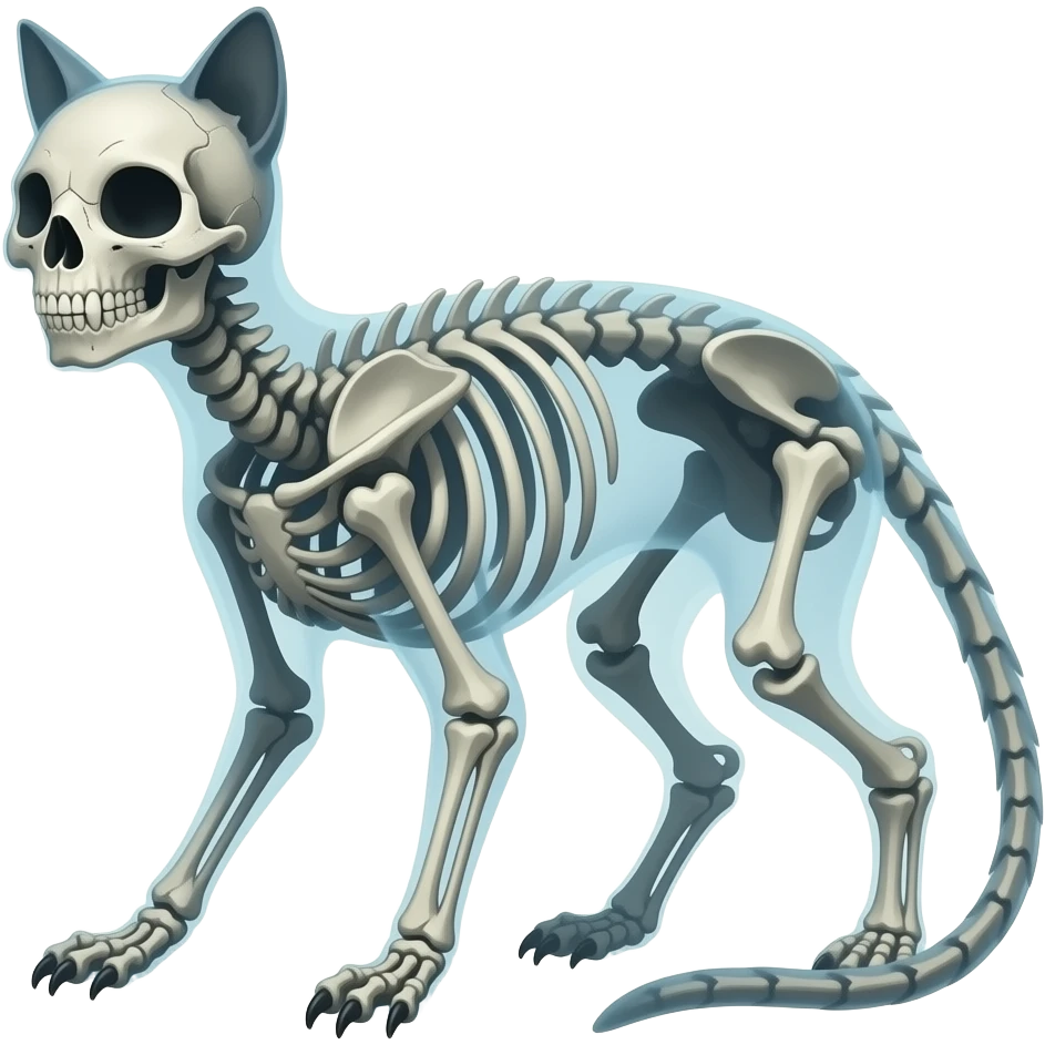 Digitigrade scaly bony skull-faced quadrupedal ghostly dull spectral edgy spooky meager thin cool beautiful skeleton-fantasy-caracal-civet-genet-vernid-duskull-Cubone-Cacomistle-oncilla-Fakémon-hybrid (full body) emoji