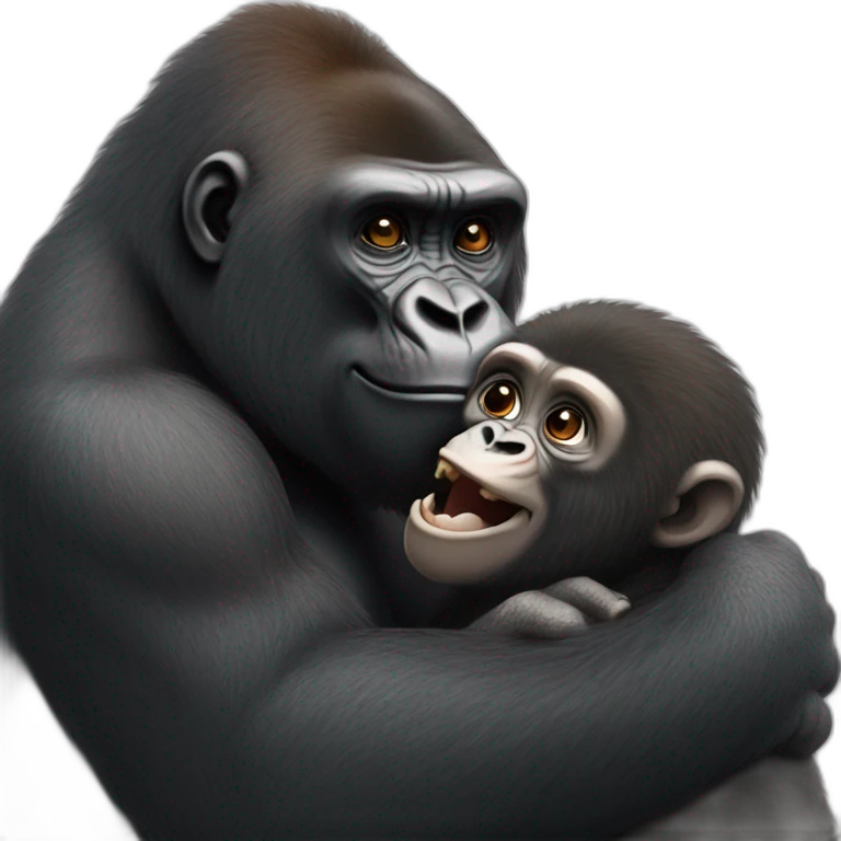 gorilla hugging a monkey emoji