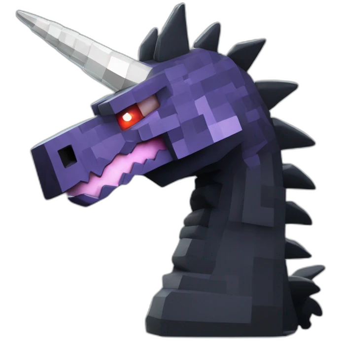 Minecraft Black Godzilla Head With Diamond Unicorn Horn and Lazer Eyes emoji