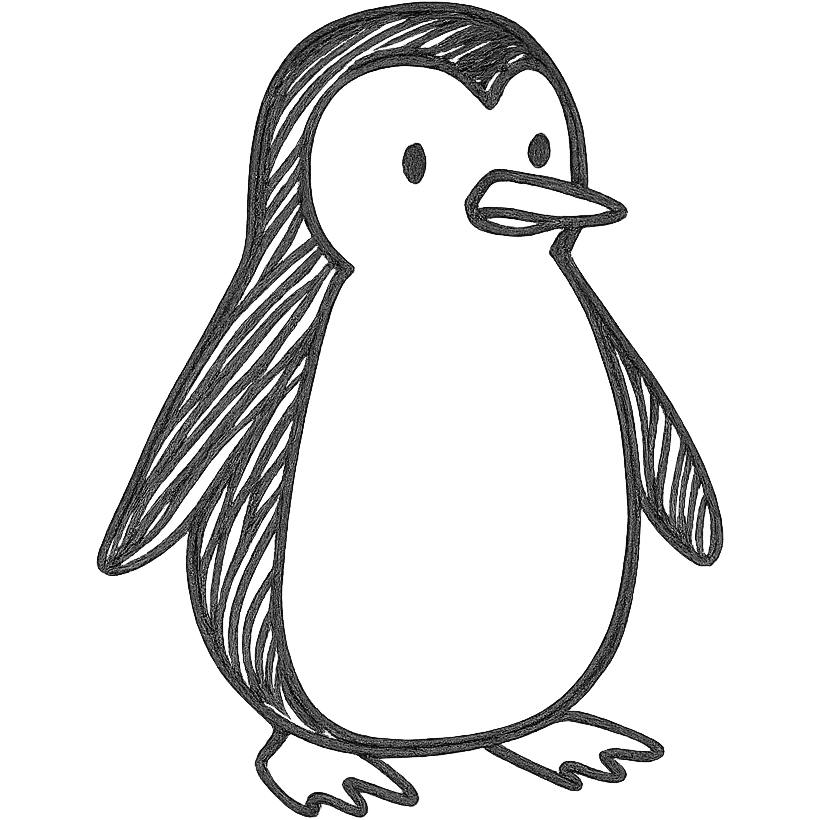 penguin, hand drawn icon with no fill emoji
