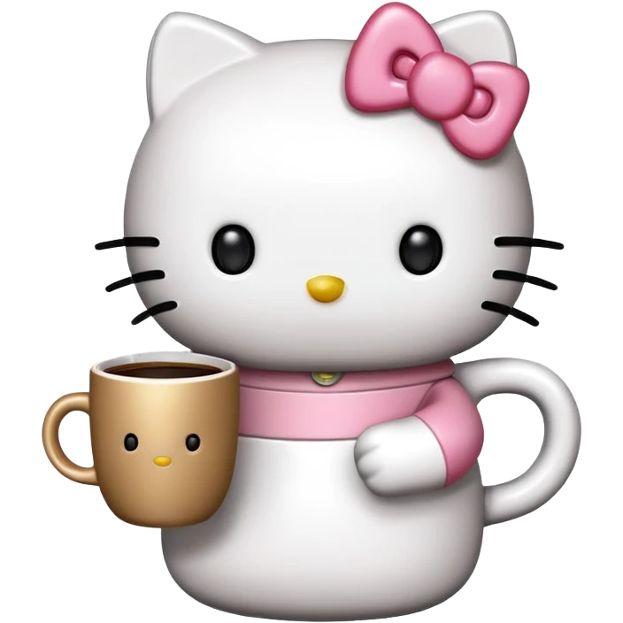 hello kitty com copo de café emoji