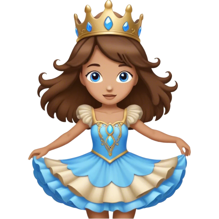 The mushroom princess brown hair blue eyes dancing emoji