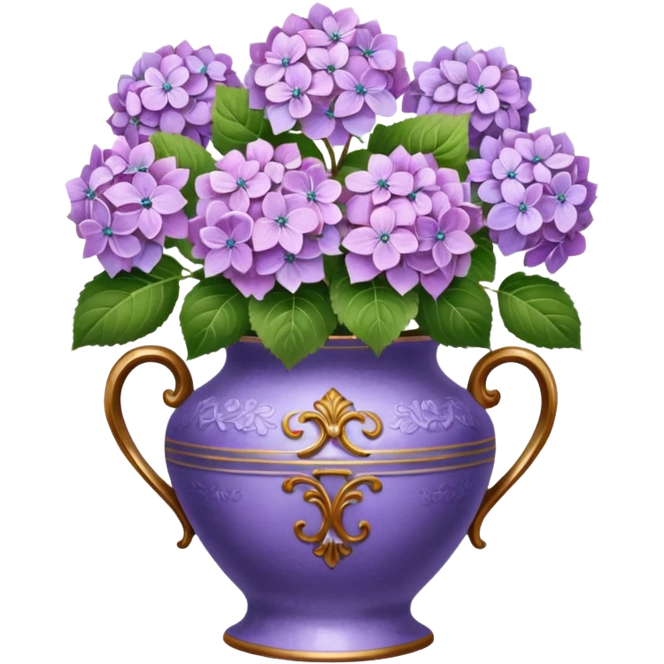 Lilac Hydrangeas in vintage vase emoji