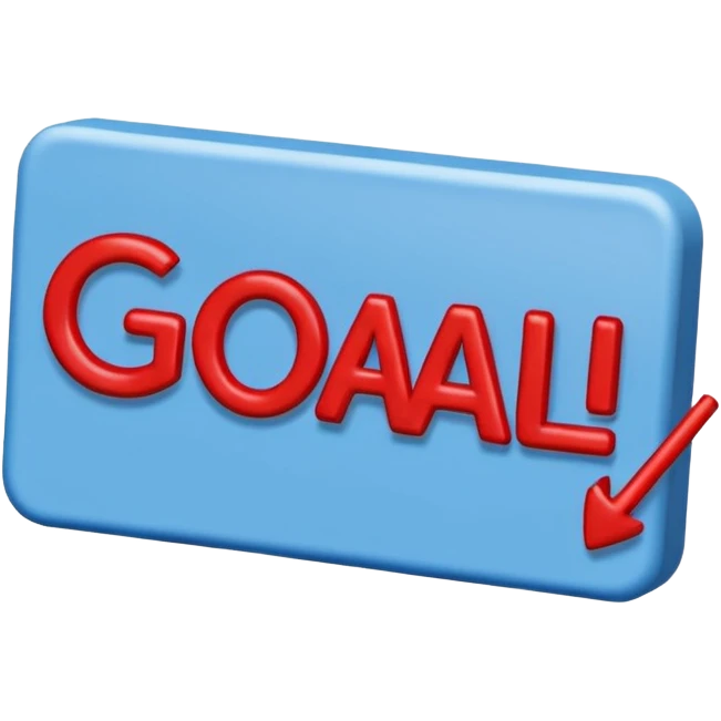 Word “Goal” sign comic style blue (#00A3E0) and red (#F9423A)  emoji