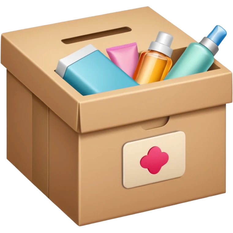box with a label (on the label there are beauty products icon) emoji
