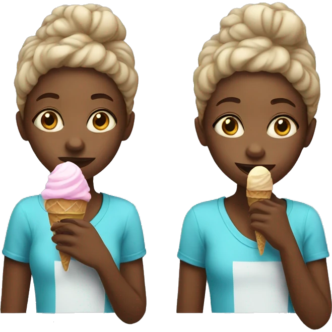 Black girl eating ice cream emoji