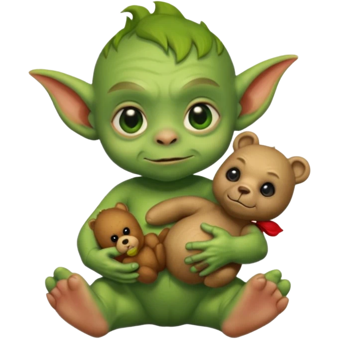 Goblin small baby  with teddy bear  emoji