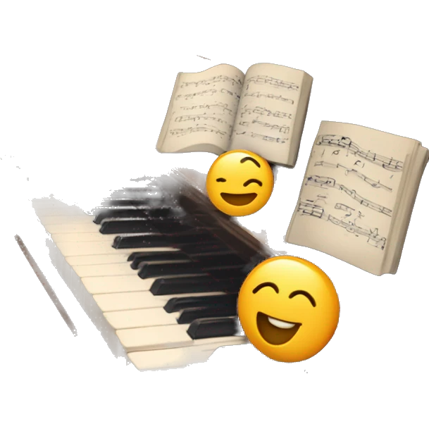 Piano with notes 🎶 around the piano and some headphones on the piano emoji