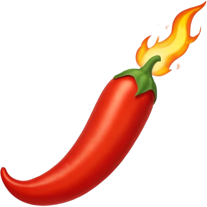 un piment rouge allongé avec une flamme emoji