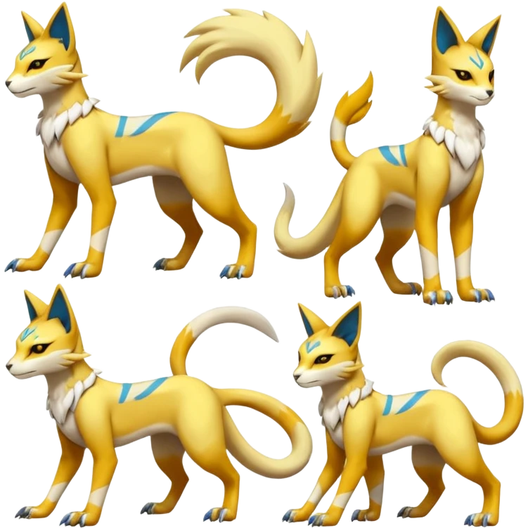 Latias-Koraidon-Renamon-Zeraora-Bastet-Fakémon-fusion-creature, full body emoji