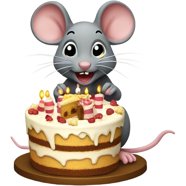 Happy birthday mouse eating cake emoji