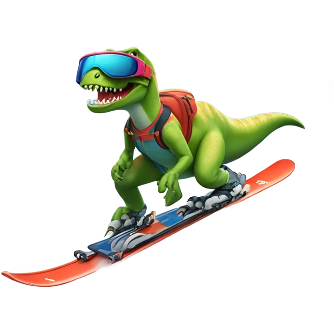 Dinosaur skiing emoji