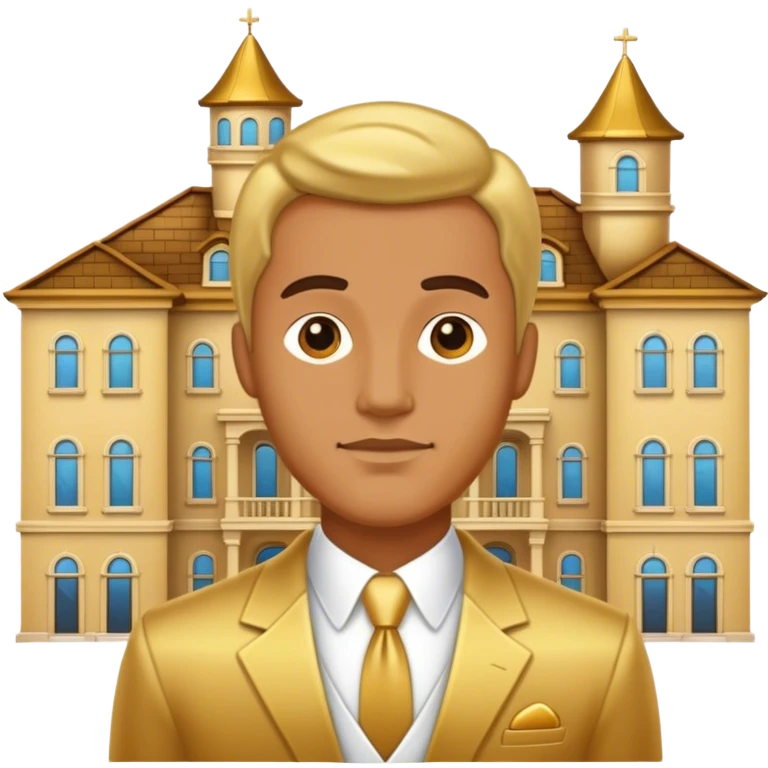 Golden man next to a gold mansion emoji