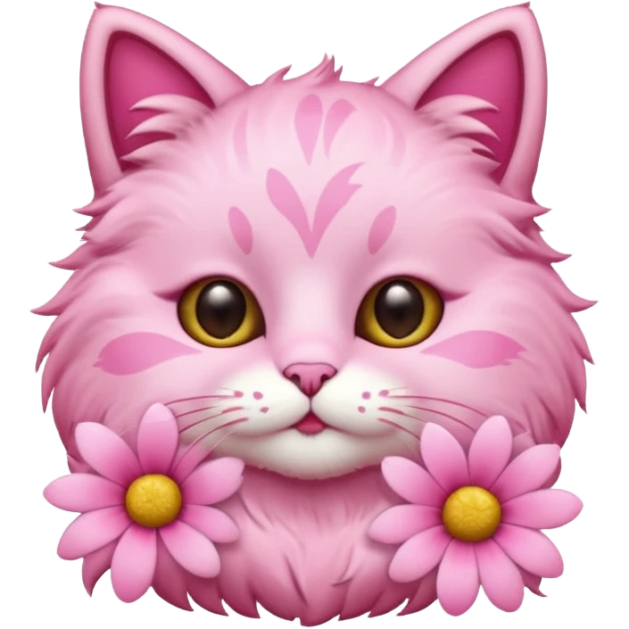 Pink cat with Flowers and kisses  emoji