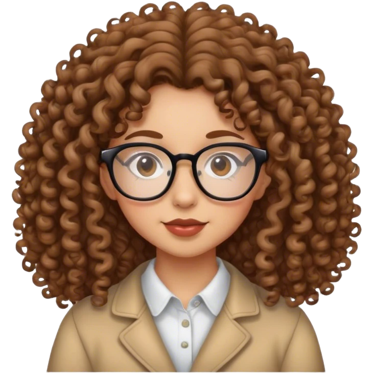  Chica morena clara pelo muy rizado y lentes  emoji