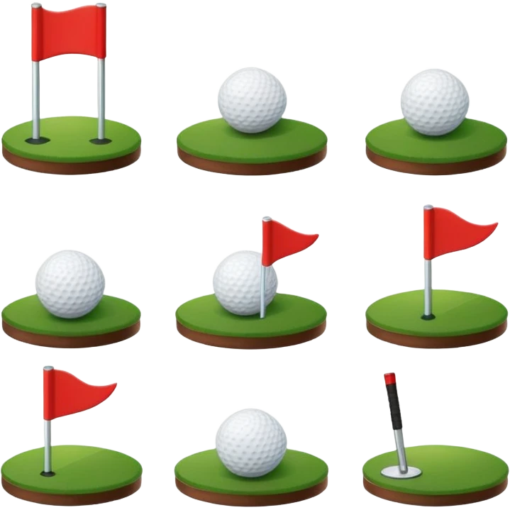 “Create a set of simple, cute, flat-style emojis themed around golf.  Designed in classic emoji style, consistent and expressive.” emoji
