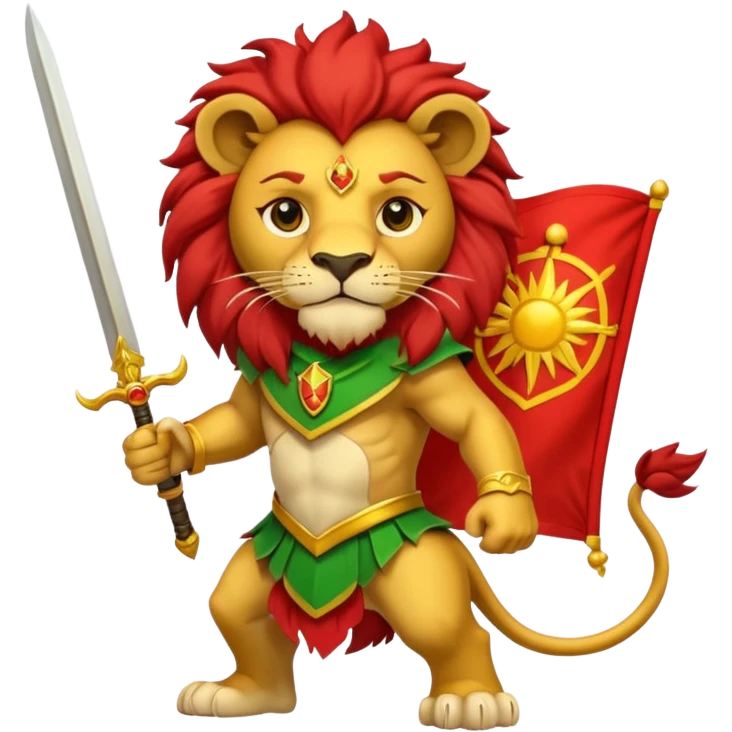A lion with a sword and the sun on top of it and on the top green and bottom red flag emoji