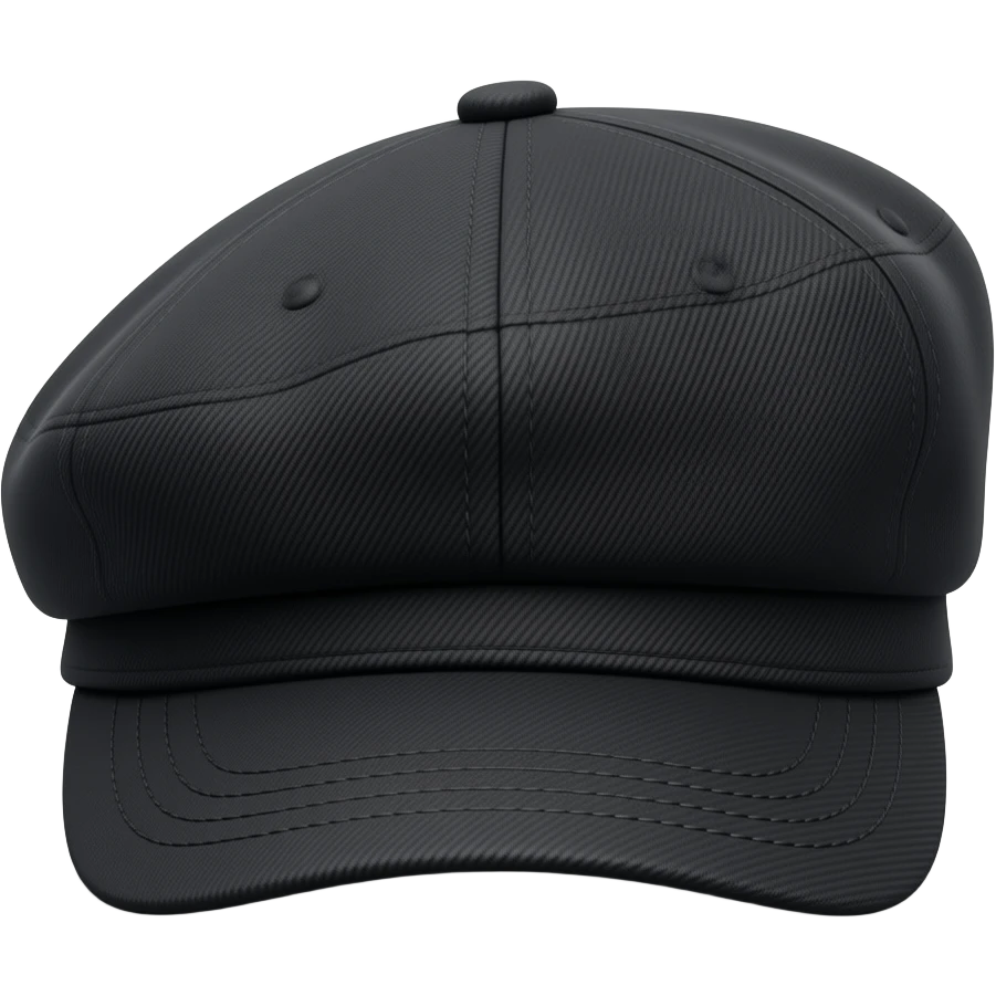 A black cotton stylish flat military style Brixton fashion hard-brimmed long-brimmed Greek cap newsboy’s cap, separated emoji