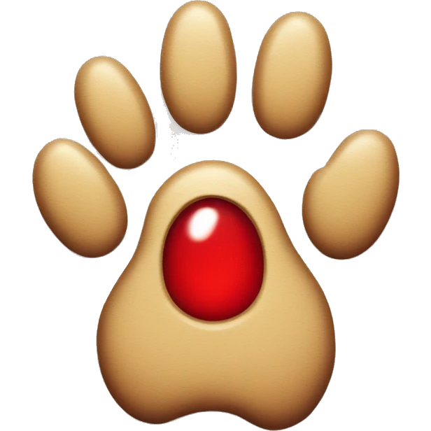 Paw of a dog with red nail polish emoji