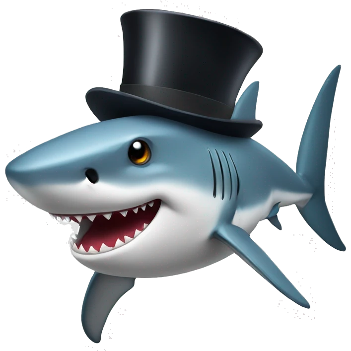Shark with a top hat emoji