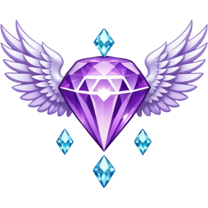 holy diamond emblem with white wings and purple diamond in the middle emoji