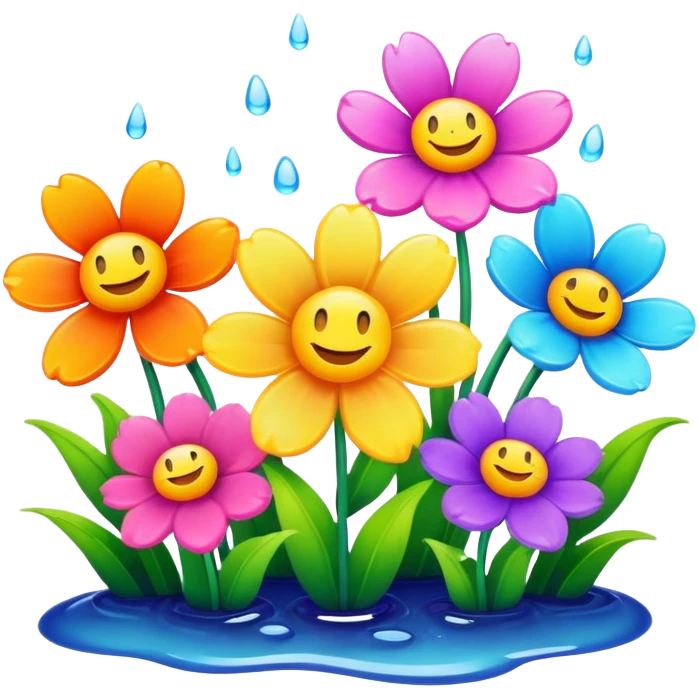 smiling melting garden flowers  emoji