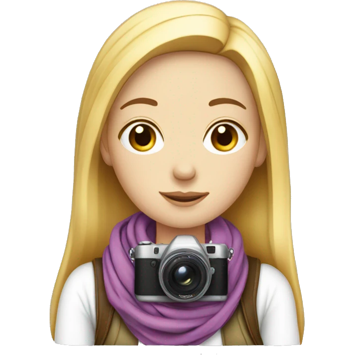 White girl with neck scarf and camera emoji
