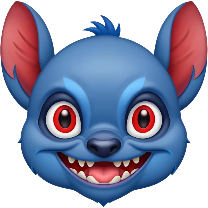 Stitch with red eyes, sinister grin, and Filipino tribal tattoos emoji