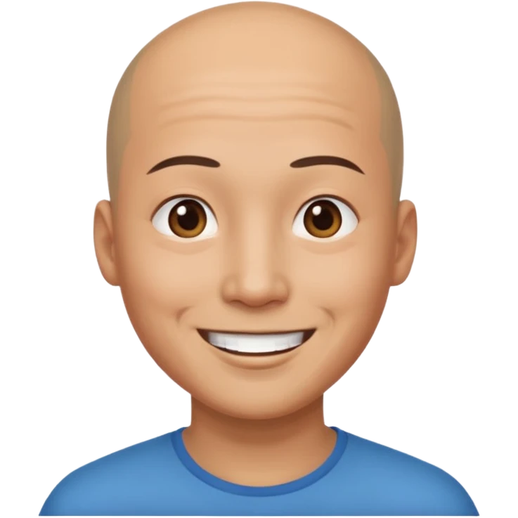 chineese man with a bald head and ponytail in the middle emoji