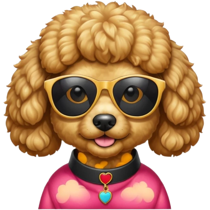 Golden poodle wear sunglasses emoji
