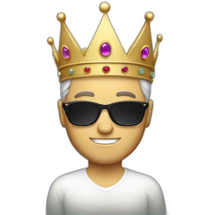 white man with sunglasses and a crown emoji
