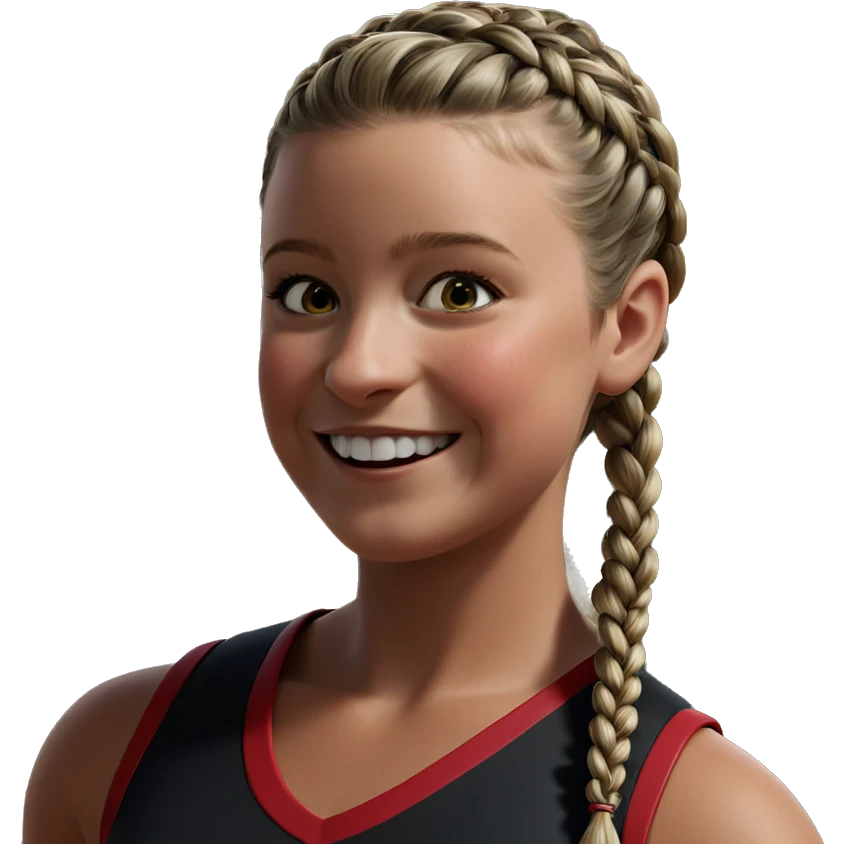 smiling girl with braided hair emoji