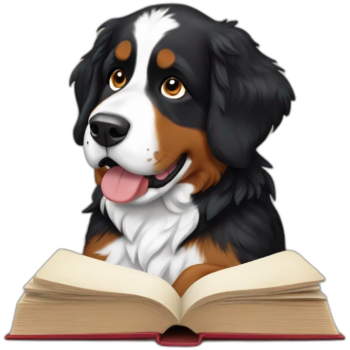bernese mountain dog reading a book emoji