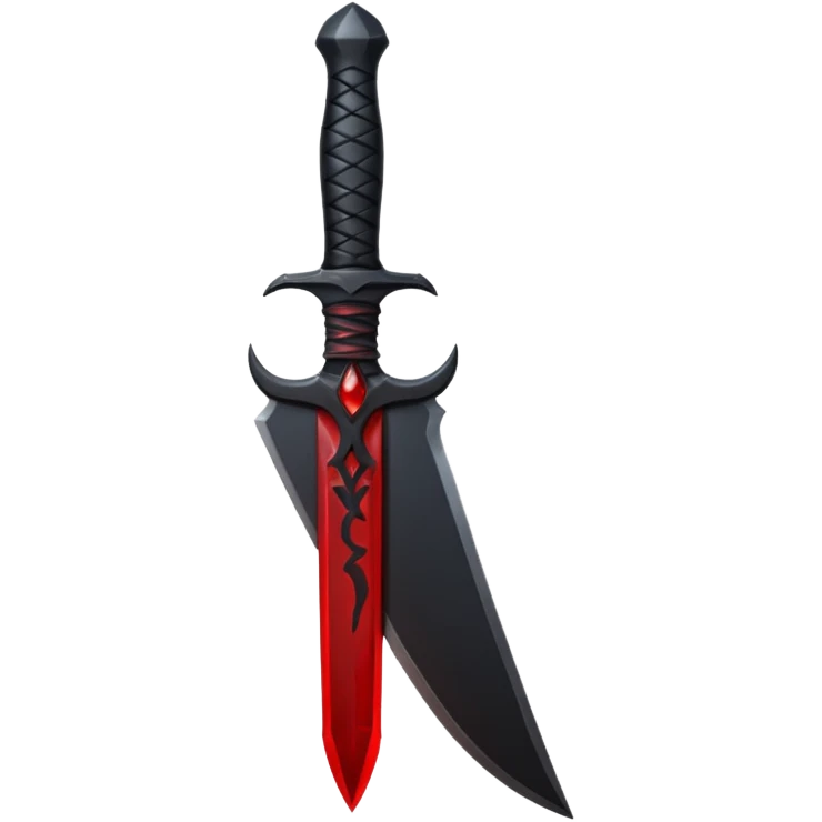 iOS emoji, dark fantasy dagger, obsidian blade, runes, blood drop, clean render, minimalism emoji