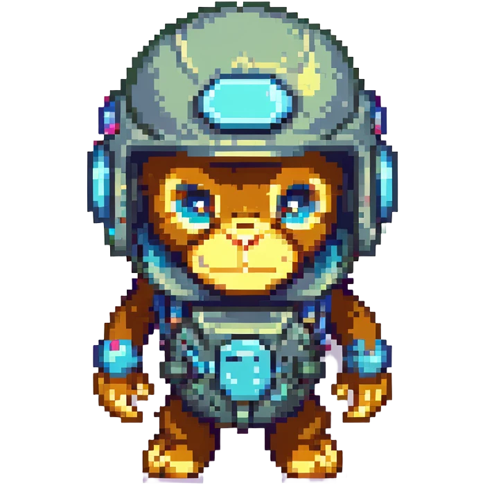 the image is the icon for a videogame insta-use item, it is armor [open face combat helmet] - futuristic cyberpunk -ready to equip-  it is master craftsmanship [ unequipped item ], except it's the monkey from the "neuron activation" meme emoji