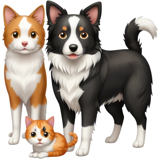 border collie with 2 cats emoji