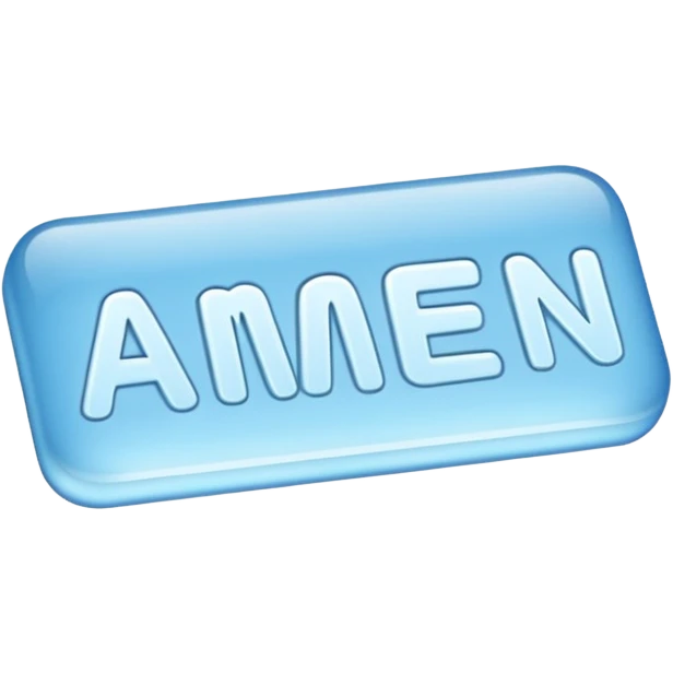 light blue word "amen" simple font in rectangle emoji