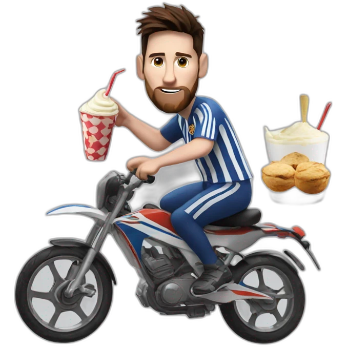 Messi eating ici cream in the bike  emoji