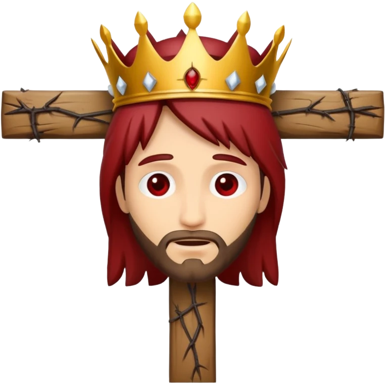 Christ hanging on the cross with the crown of thorns and the blood on him emoji