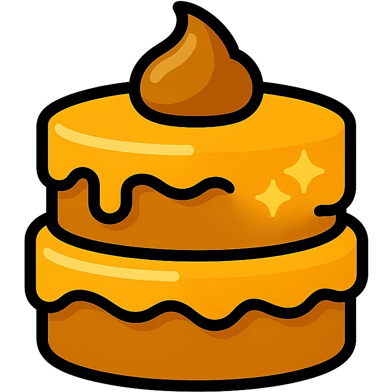 Make the cake appear even more golden and shiny, with enhanced golden highlights emoji