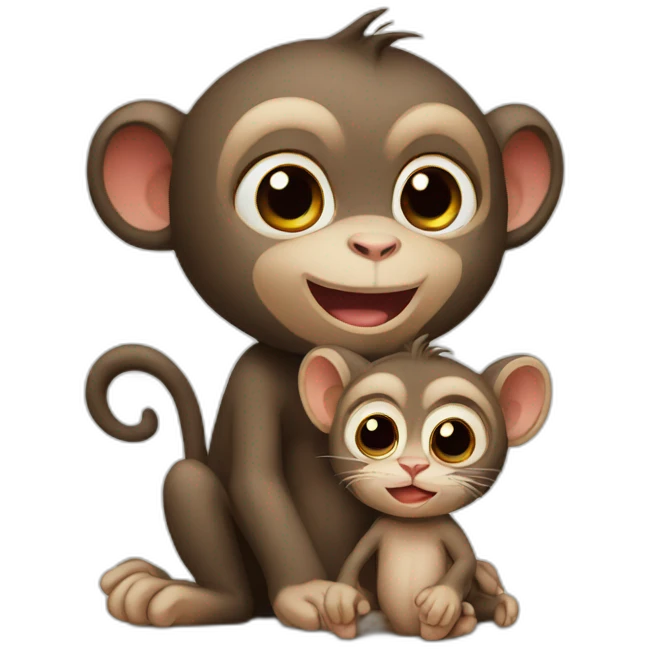monkey and cat baby emoji