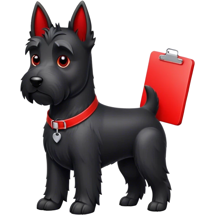 Black Scottie dog with red clipboard  emoji