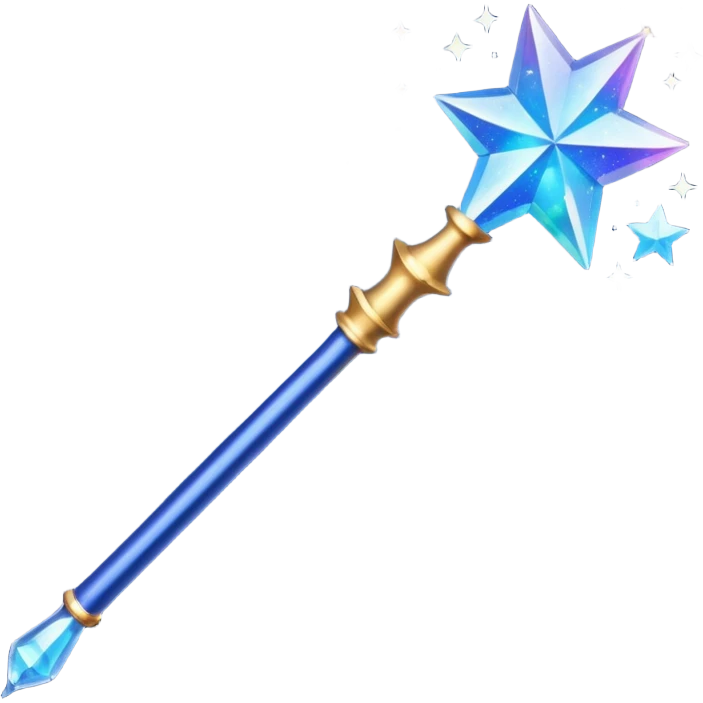 a dark blue magic wand with a bit of magic dust around the head if it. artistic
 emoji