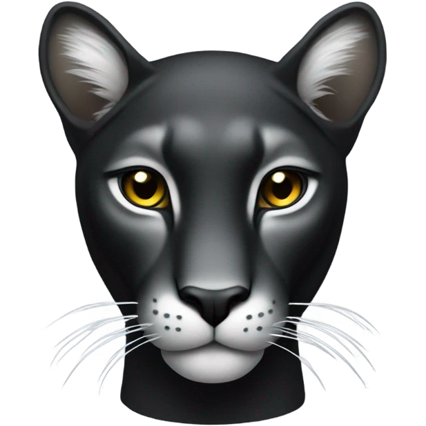 A sleek black puma in a majestic pose, with glowing eyes and a slight shimmer on its fur. Stylized and elegant, minimalistic design, perfect for a luxury brand emoji emoji