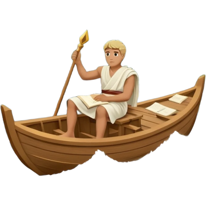 Mans op heuvel aan hetschrijven, terwijl overkant meer varen in midden van storm
In tijd van romein!
EN graag boot in romein tijd, kleine houten boot met 8 personen 
Varen meer, terwijl grote storm en golven emoji
