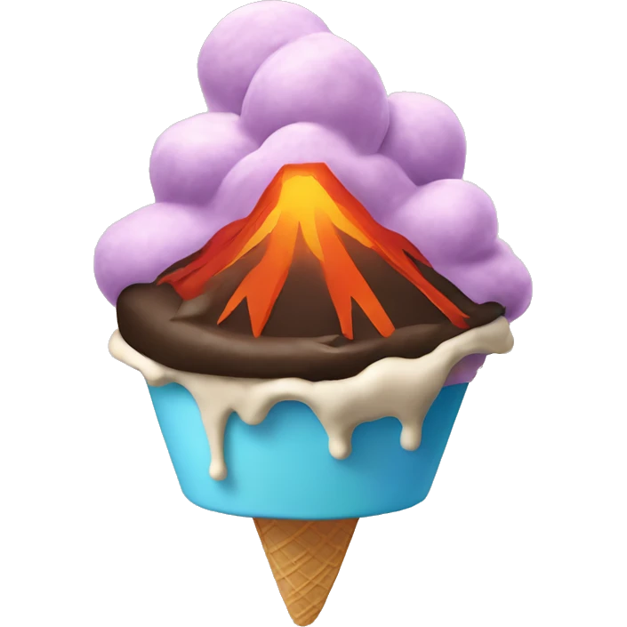 A volcano erupting ice cream emoji