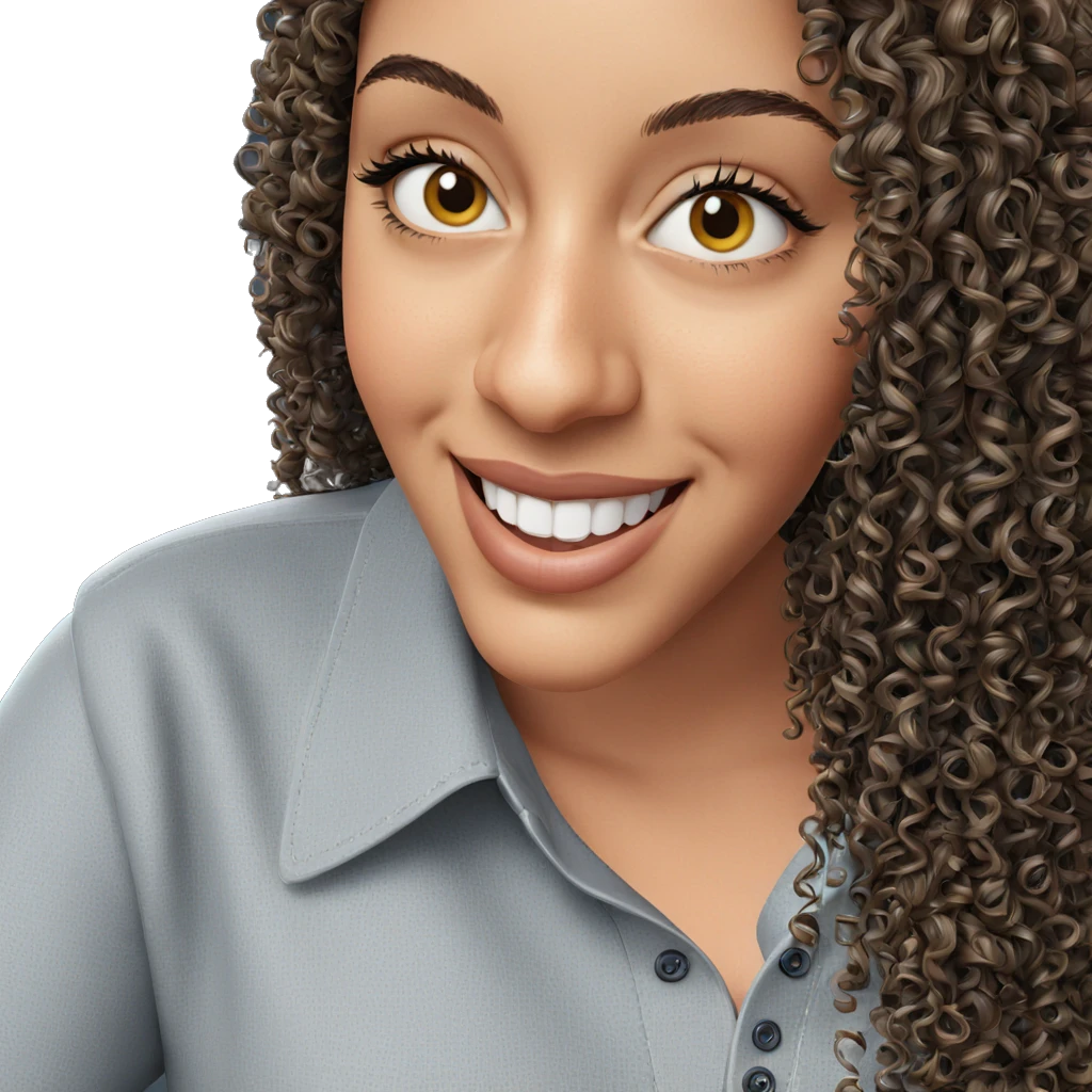 smiling girl with curly hair emoji