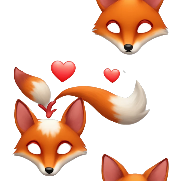 deep lush red fox face with tiny red heart instead of eyes emoji