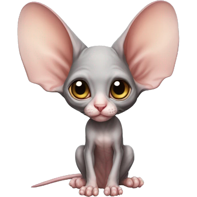 Cute Bat-Winged Sphynx-Rat-Mouse-Hybrid full body emoji