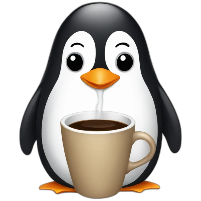 Penguin drinking coffee emoji